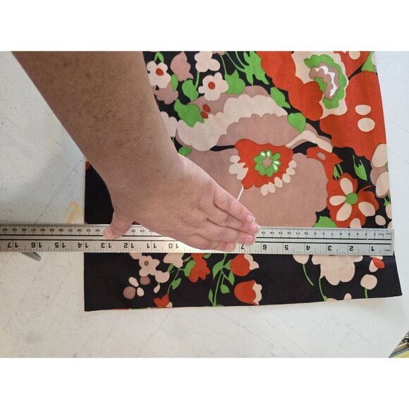 Vtg 60s XS 2 Pc SET Pants Sheer Crop Shirt Hi Waist Flares FLOWER POWER Outfit - Picture 10 of 13